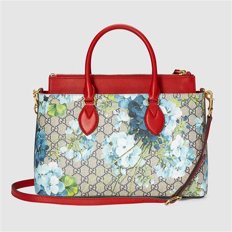 gucci tote blue flowers